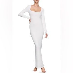 SKIMS white soft lounge long sleeve dress